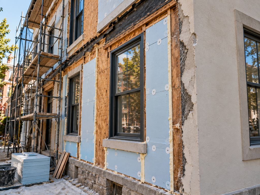 Upgrading Exterior Insulation During a Stucco Tear-Off in Philadelphia

