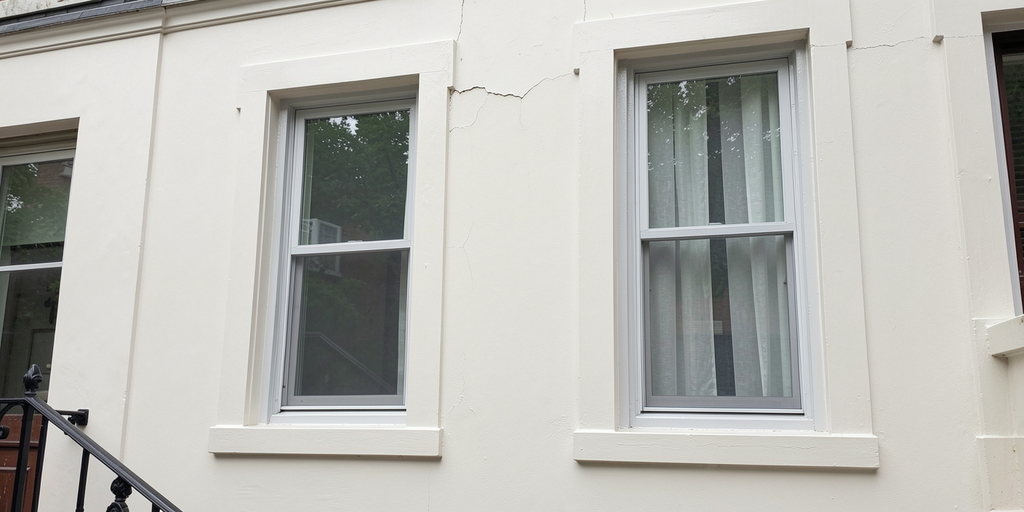 Stucco Cracks at Brick, Addition & Dissimilar-Material Transitions shown in a realistic Philadelphia, PA residential construction setting.
