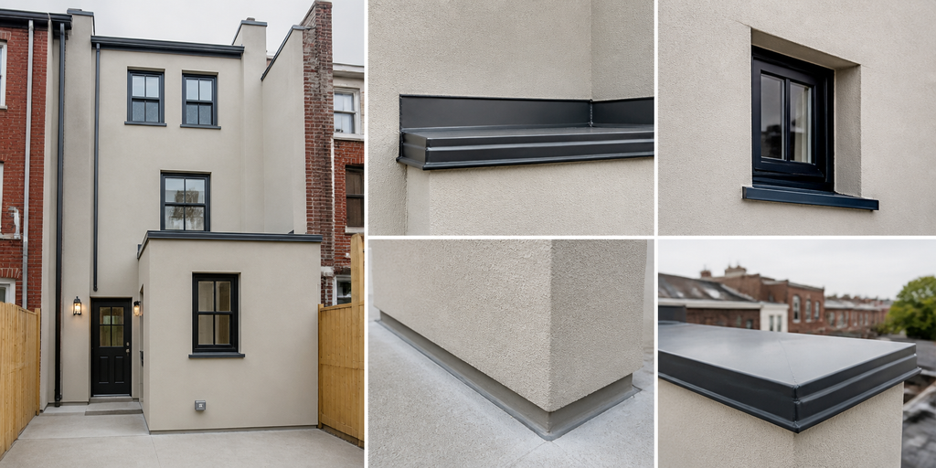 Stucco Cracks at Brick, Addition & Dissimilar-Material Transitions shown in a realistic Philadelphia, PA residential construction setting.