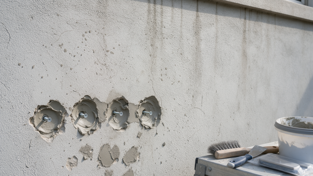 Professional stucco patch after fixture removal detail for Philadelphia Stucco Experts in South Philadelphia
